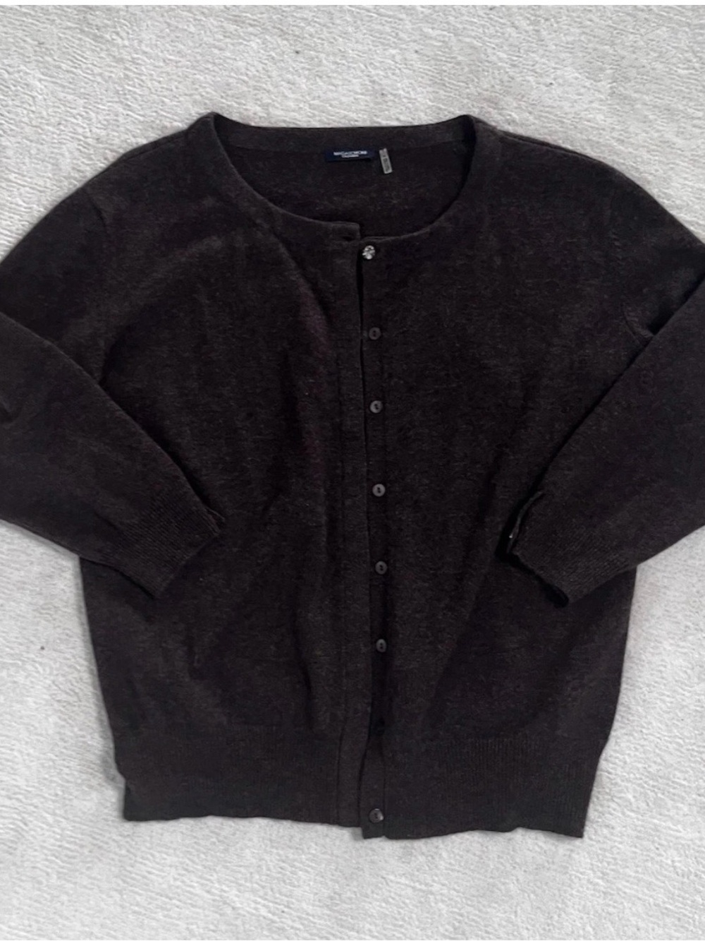 Magaschoni Dark Brown Button-Front Crewneck Cardigan